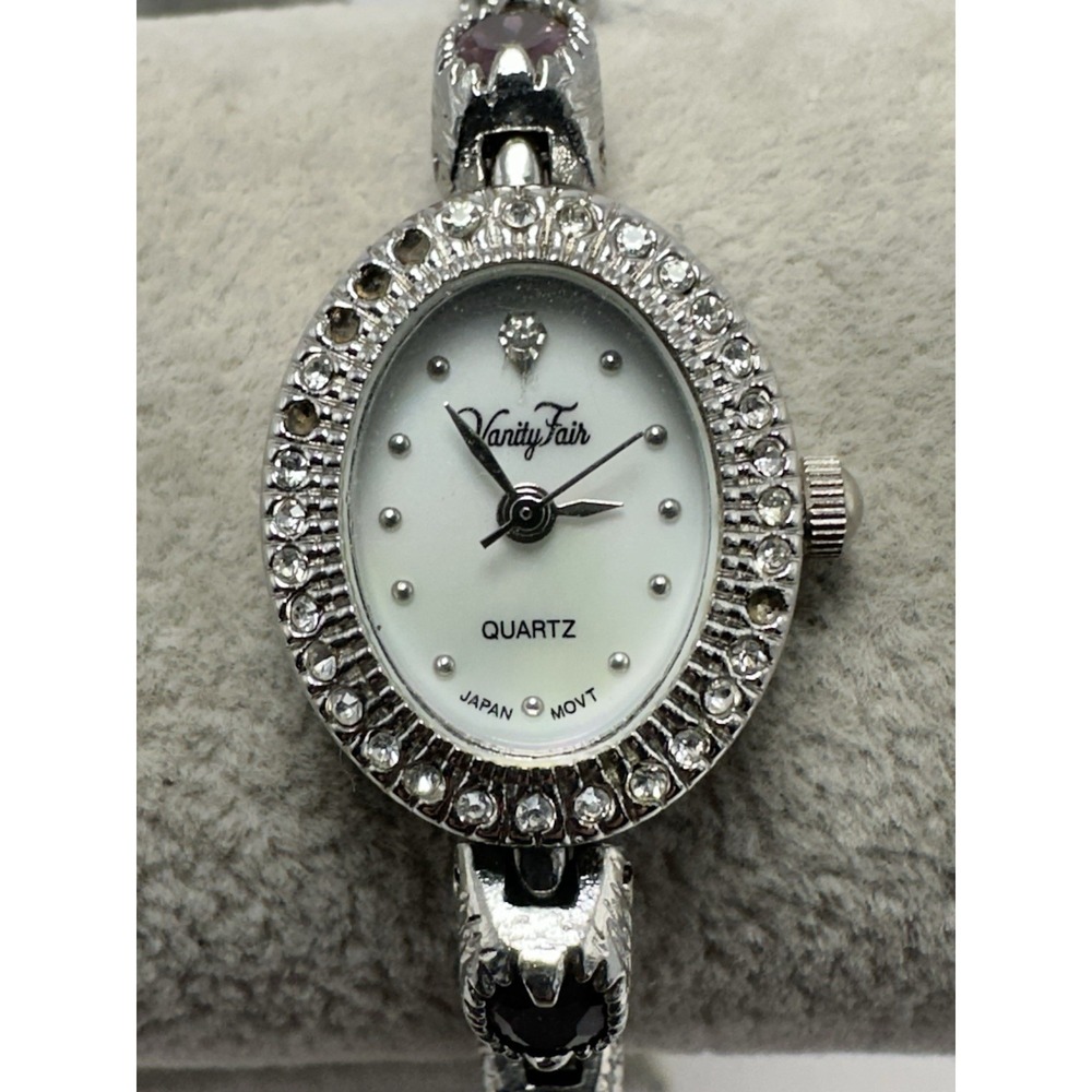 Vanity Fair VFW549 Purple Crystals‎ Inlay New Battery Ladies MOP 18MM 6.5" L41